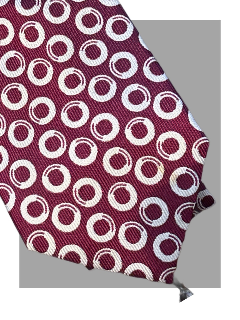 VINTAGE Charles TYRWHITT Burgundy Circle Pattern Silk Tie